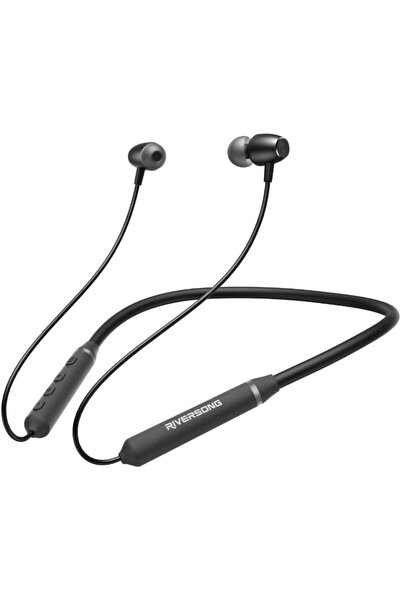 RİVERSONG سماعات Steam M1 داخل الأذن بتقنية البلوتوث مع شريط حول الرقبة (أسود)