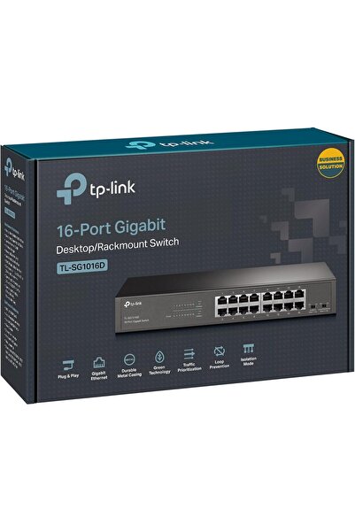 TP-LINK 16-Port Gigabit Ethernet Switch, Rack-Mount/Desktop, Steel Case (TL-SG1016D)