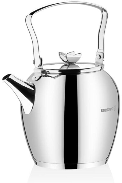 KORKMAZ Butterfly Teapot, 2.3 Liter Capacity Silver Standard KA-026
