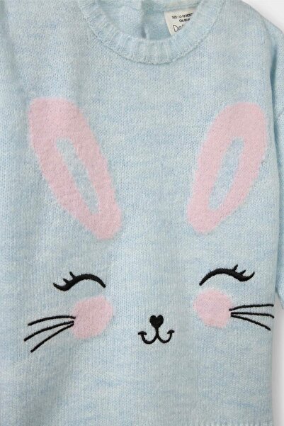 DeFacto Baby Girl Crew Neck Rabbit Printed Knitwear Sweater F2632A525Wn