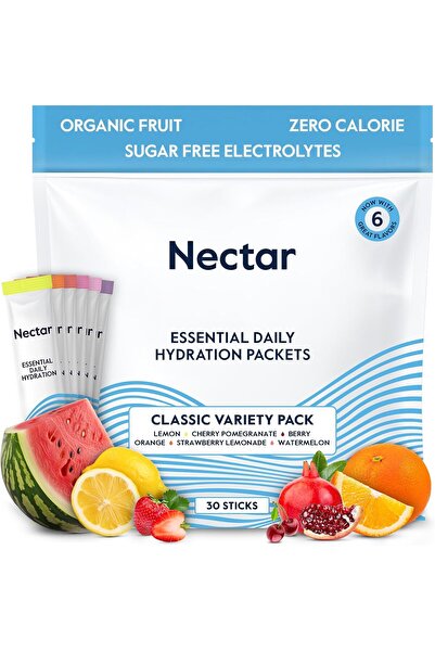 nectar Hydration Packets – Electrolyte Powder, No Sugar, Organic Fruit, Variety 30 Pack
