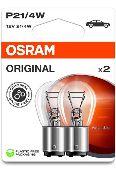 Osram Original Line 12V P21/4W Signal Lamps, Metal Base, Double Pack (2), White