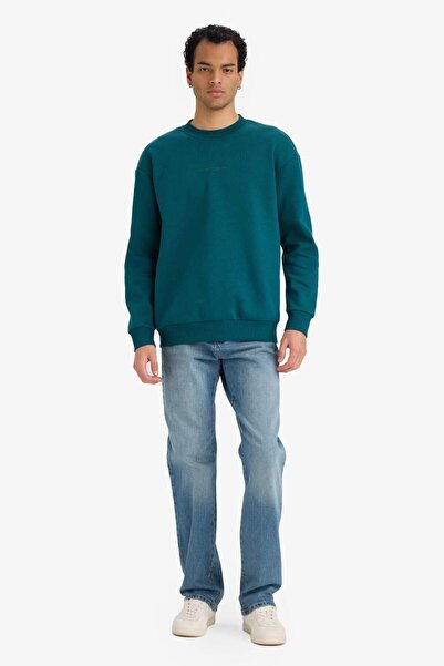 DeFacto Φούτερ με στάμπα με μαλακό γούνινο επένδυση στο εσωτερικό, με λαιμόκοψη σε σχήμα boxy fit X8282AZ25AU