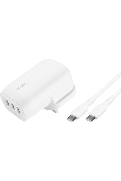 Belkin BoostCharge 3-Port USB-C Wall Charger with PPS 67W, PD 3.1 - USB-C to USB-C Cable Included