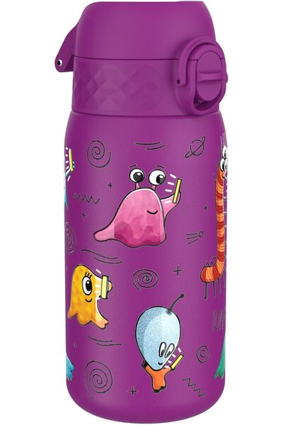 Ion8 400ml Kids Stainless Steel Water Bottle - Alien Design, Leakproof, Easy-...