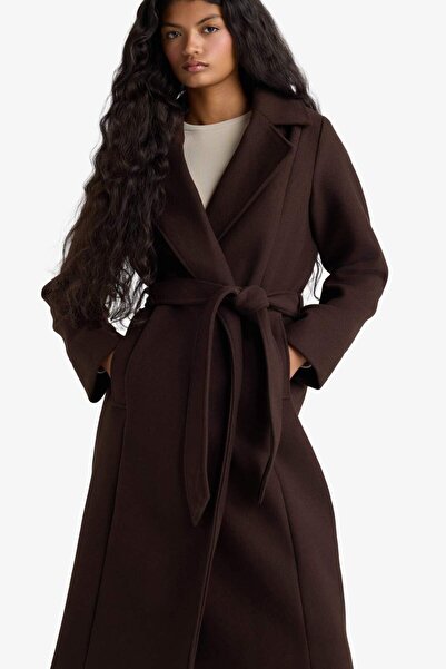 DeFacto Regular Fit Belted Cashmere Coat F1207Ax25Wn