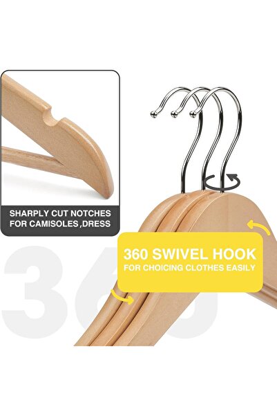 genernic UINICOR Wooden Hangers - 30 Pack Slim Suit Coat Hangers - Dark Natural