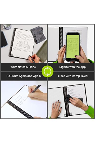 Rocketbook Core Executive Spiral Reusable Notebook 15×22 cm - Lined, App-Connected, Wipeable