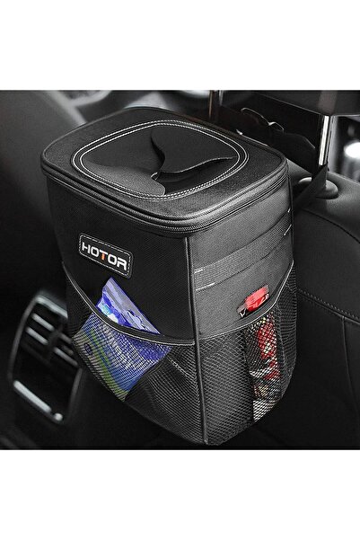 HOTOR Car Trash Can with Lid and Storage Pockets, 100% Leak-Proof Car Organiz...