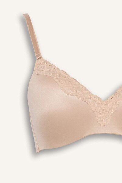 DeFacto Lace Detailed Satin Covered Padded Wire Free T-Shirt Bra-Fall in Love G4698Ax25Wn