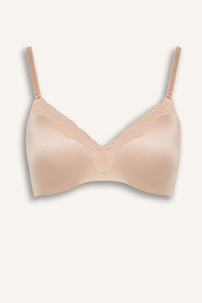 DeFacto Lace Detailed Satin Covered Padded Wire Free T-Shirt Bra-Fall in Love G4698Ax25Wn