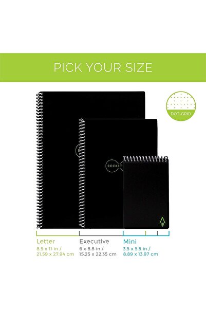 Generic Rocketbook Reusable Smart Notebook (Executive 6×8.8 in) with Pilot Frixion Pen & Microfiber Cloth,