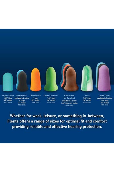 FLENTS سدادات أذن إسفنجية، 50 زوجًا، NRR 33، أرجوانية، صُنعت في الولايات المت...
