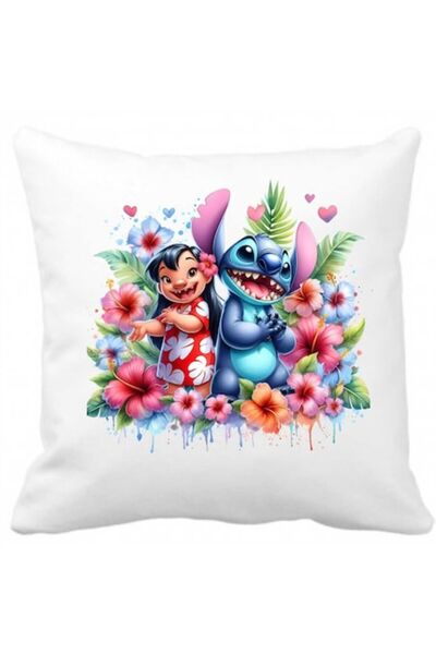 CRD PRINT Personalized pillow with LILO-STITCH-2 print, 40 x 40 cm, polyester, white