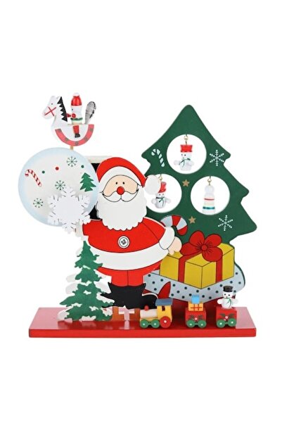 OEM Decorațiune muzicală de Crăciun din lemn - Moș Crăciun cu brad, cadouri ș...