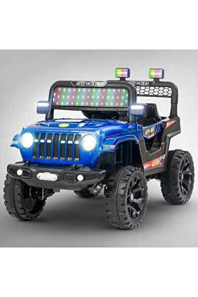 Toybox Electric Jeep for Kids Ride on Toy Rechargeable Baby Car with LED & RGB Light & Music, Blue