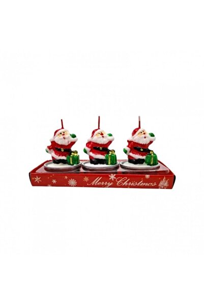 OEM Set of 3 decorative Santa Claus candles, white and red, size 14x7x5 cm