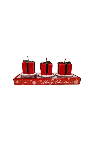 OEM Set of 3 Decorative Christmas Gift Candles, Red-Green, 14x7x5 cm