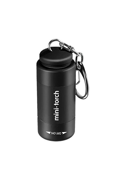 Choice مصباح صغير أسود صغير سلسلة مفاتيح مصباح يدوي محمول للجيب مصباح LED قابل لإعادة الشحن عبر USB للاستخدام في الهواء الطلق