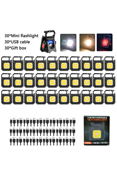 Choice W5130-30PC Outdoor Super Mini Portable LED Flashlight Keyring Rechargeable Multi Light Source Lamp w