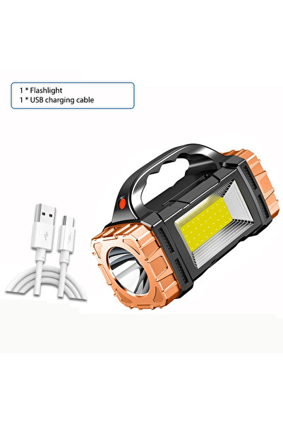 Choice مصباح يدوي LED ذهبي عالي الطاقة قابل لإعادة الشحن ومتعدد الوظائف مع ضوء جانبي مقاوم للماء