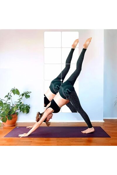 JUNEBRUSHS Frameless Self-Adhesive Acrylic Mirror Tiles, 18-piece 20×20 cm