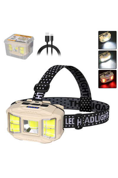 Choice 617S مع مصباح أمامي LED COB تحريض 18650 قابل لإعادة الشحن عبر USB و5 أوضاع لبطارية 18650 مصباح أمامي خارجي Ca