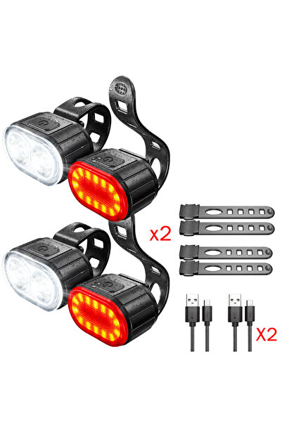 Choice طقم إضاءة أمامية وخلفية للدراجات الهوائية (قطعتان) - مصباح يدوي قابل ل...