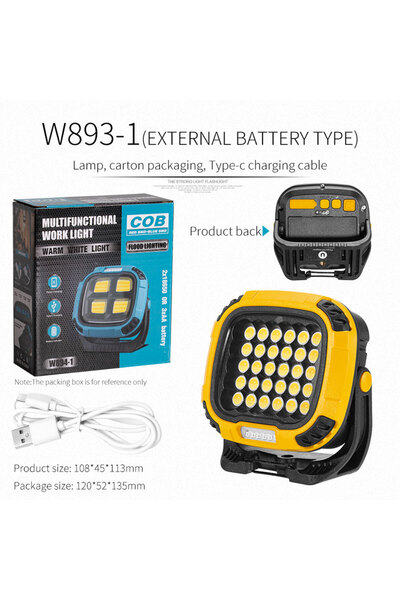 Choice W893-1 مصباح يدوي LED خارجي قابل لإعادة الشحن مزود بشاحن USB محمول وبنك طاقة للتخييم