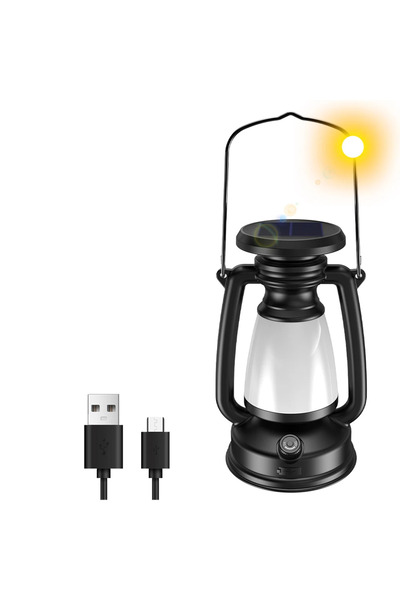 Choice LY16 مصباح تخييم كبير قابل لإعادة الشحن بالطاقة الشمسية ومنفذ USB، فوا...