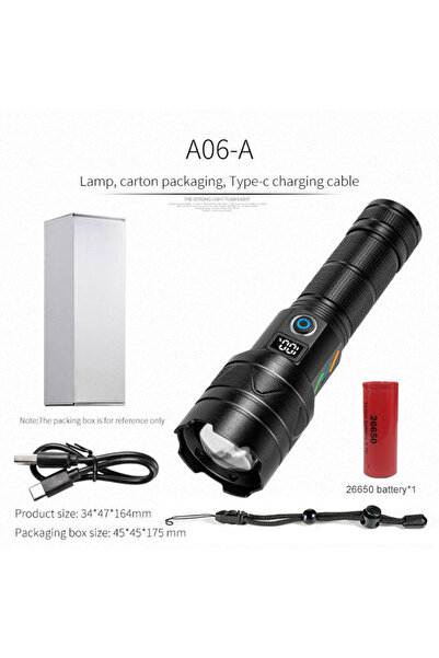 Choice A06-A(26650x1) مصباح يدوي ليزر فائق السطوع قابل للتكبير والتصغير وقابل لإعادة الشحن عبر USB مع 5 أوضاع إضاءة