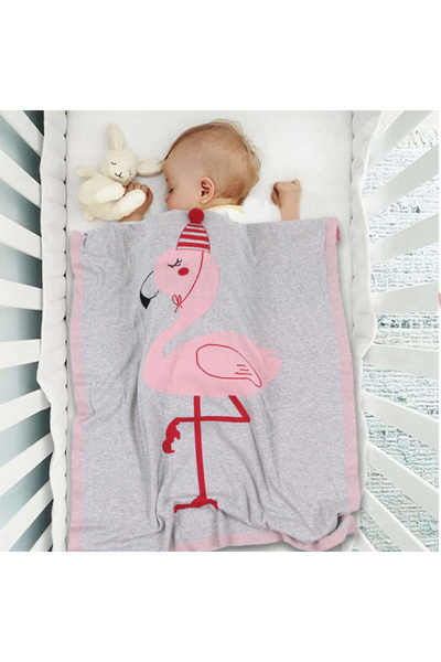 Ominii Baby swaddle blanket, 3D flamingo blanket, air conditioning blanket, children's knitted blanket