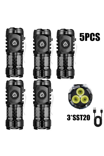 Choice 2000 لومن 5 قطع عالية الجودة 3*SST20 مصباح يدوي LED مدمج بطارية USB قابلة لإعادة الشحن قلم مشبك رأس مصباح
