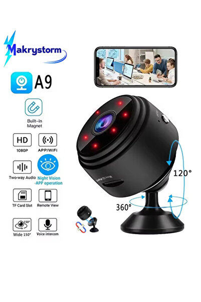 Makrystorm كاميرا أمان صغيرة، كاميرا A9 صغيرة، كاميرا منزلية داخلية وخارجية عالية الدقة بدقة 1080 بكسل، للأطفال/الحيوانات الأليفة/المربية