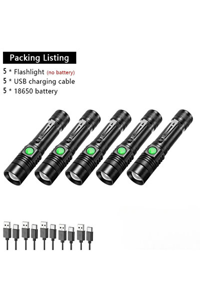Choice 5PCS U518 18650 Outdoor Tactical Zoom Camping Waterproof Flash Light A...