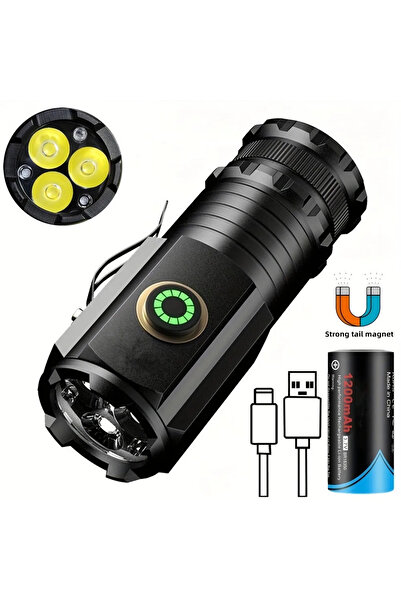 Choice 8350 Mini flashlight Super Bright LED Flashlight Powerful USB Charging Torch Magnet 5 Modes Aluminum