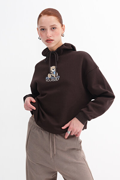 Addax Teddy Bear Printed Fleece-Lined Sweatshirt S12691
