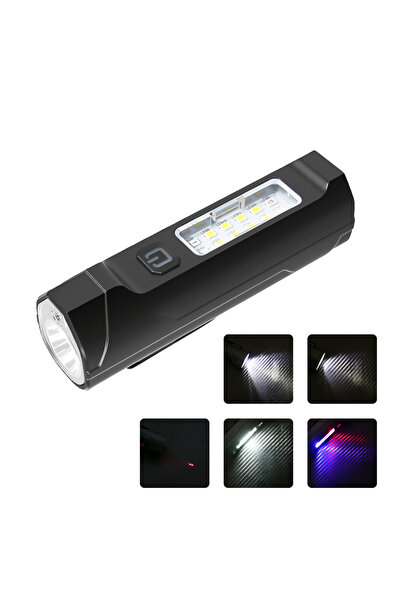 Choice مصباح أحمر أزرق مصباح يدوي LED فائق السطوع قابل لإعادة الشحن عبر USB مصباح يدوي أحمر أزرق فلاش مزدوج المصدر COB