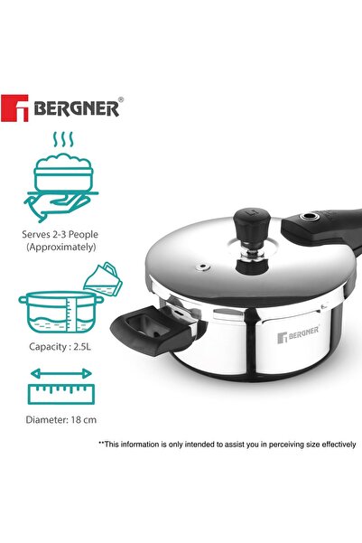 Bergner Argent Elements Triply 2.5L Pressure Pan with Triple Safety System and Pressure Indicator