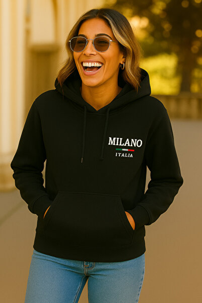 MARKATEM Hooded Kangaroo Pocket 3-Thread Cotton Combed Cotton Front Printed Sweatshirt