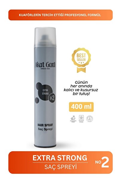 Akat Gardi Saç Spreyi Extra Strong 400Ml Gri No:2