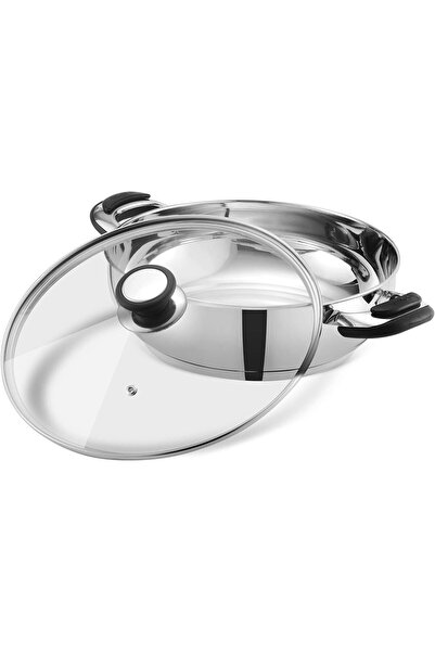 Vinod Durban Stainless Steel Kadai with Tempered Glass Lid, 30 cm (5.8 L)