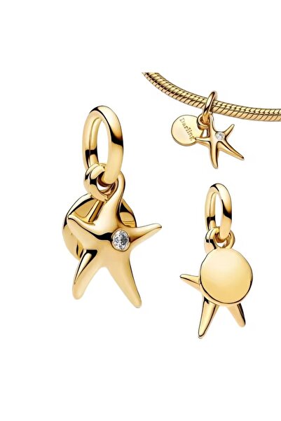 Hector&Co. Jewellery Gold Renk Gümüş Denizyıldızı Çift Sallantılı Charm