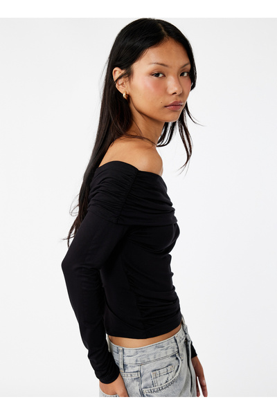 Koton Kaçık Yaka Siyah Kadın Bluz 6WAL10096IK