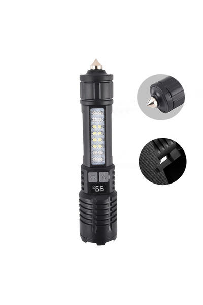 Choice مصباح يدوي مثبت على الذيل، مصباح يدوي LED عالي الطاقة من النوع C، مصباح يدوي قابل لإعادة الشحن، 3 أوضاع، ضوء تكبير خارجي