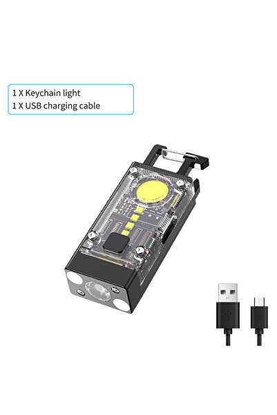 Choice مصباح عمل صغير قابل لإعادة الشحن يعمل بالطاقة الشمسية من النوع C مزود بمغناطيس لإصلاح التخييم مع سلسلة مفاتيح باللون الأسود