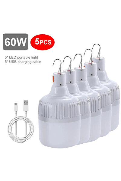 Choice chundeyou-60W-5PC 60W 80W مصباح تخييم USB قابل لإعادة الشحن LED مصباح ...
