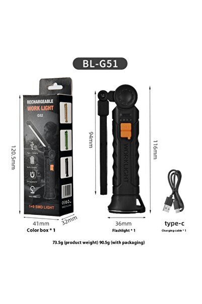 Choice G51 small 450LM COB LED Worklight Flashlight USB-C 800mA Work Light Magnetic 360° Garage Repair Insp