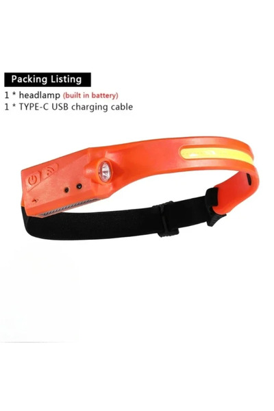 Choice مصباح أمامي LED أصلي 6 أوضاع مصابيح أمامية مع مستشعرات حركة شحن USB من النوع C COB رأس شعاع عريض 230 درجة