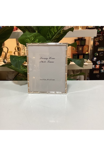 goldhomedesign Bambu Detaylı Metal Fotoğraf Çerçevesi 20x25